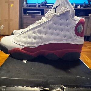 White and Red Air Jordan Sneakers